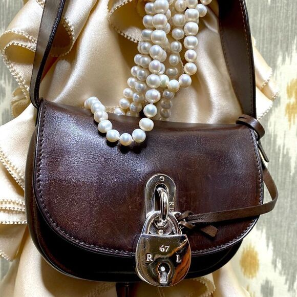 Ralph Lauren Collection Brown Italian Calf & Silver Accent Micro Shoulder Bag - Picture 2 of 16